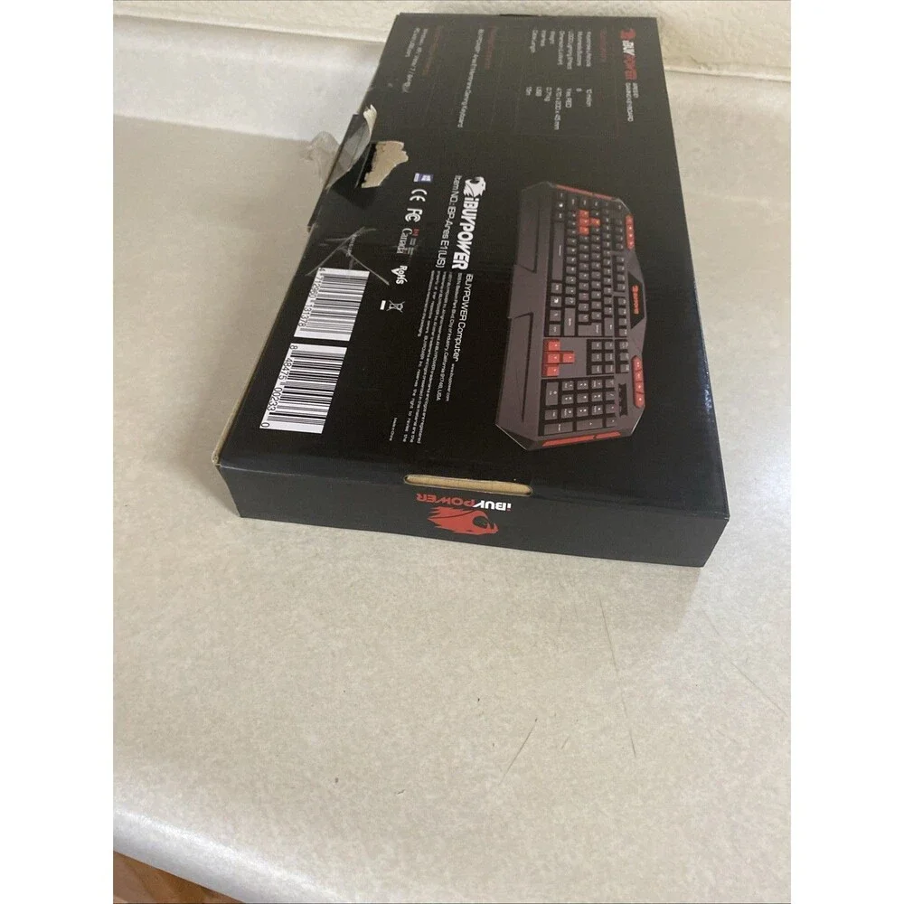 iBuyPower ARES E1 Gaming Keyboard Spill Resistant Black and Red Multimedia Keys